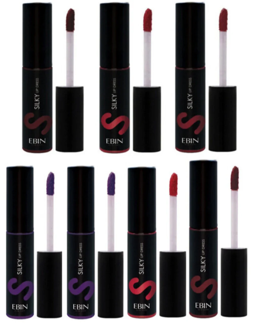 7-Pack NEW Ebin Silky Lip Dress Gloss in Dark Stain Red Velvet Chiffon (Sealed)
